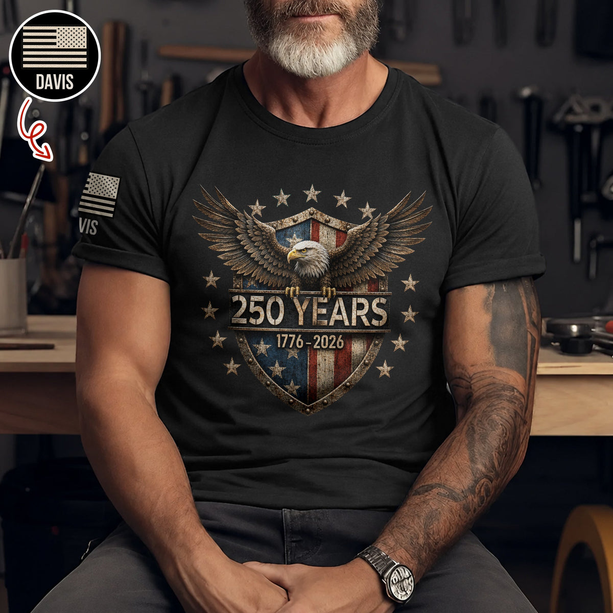 USA 250th Anniversary Eagle 250 Years 1776-2026 Short Sleeve Print Shirt LM32 669351