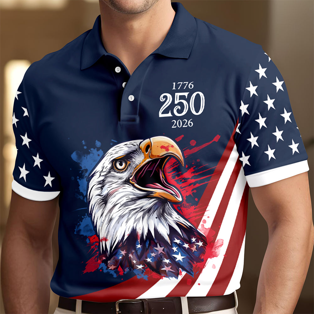 Custom Name American Pride Patriotic 250th Anniversary Eagle Polo Shirt HA75 921150