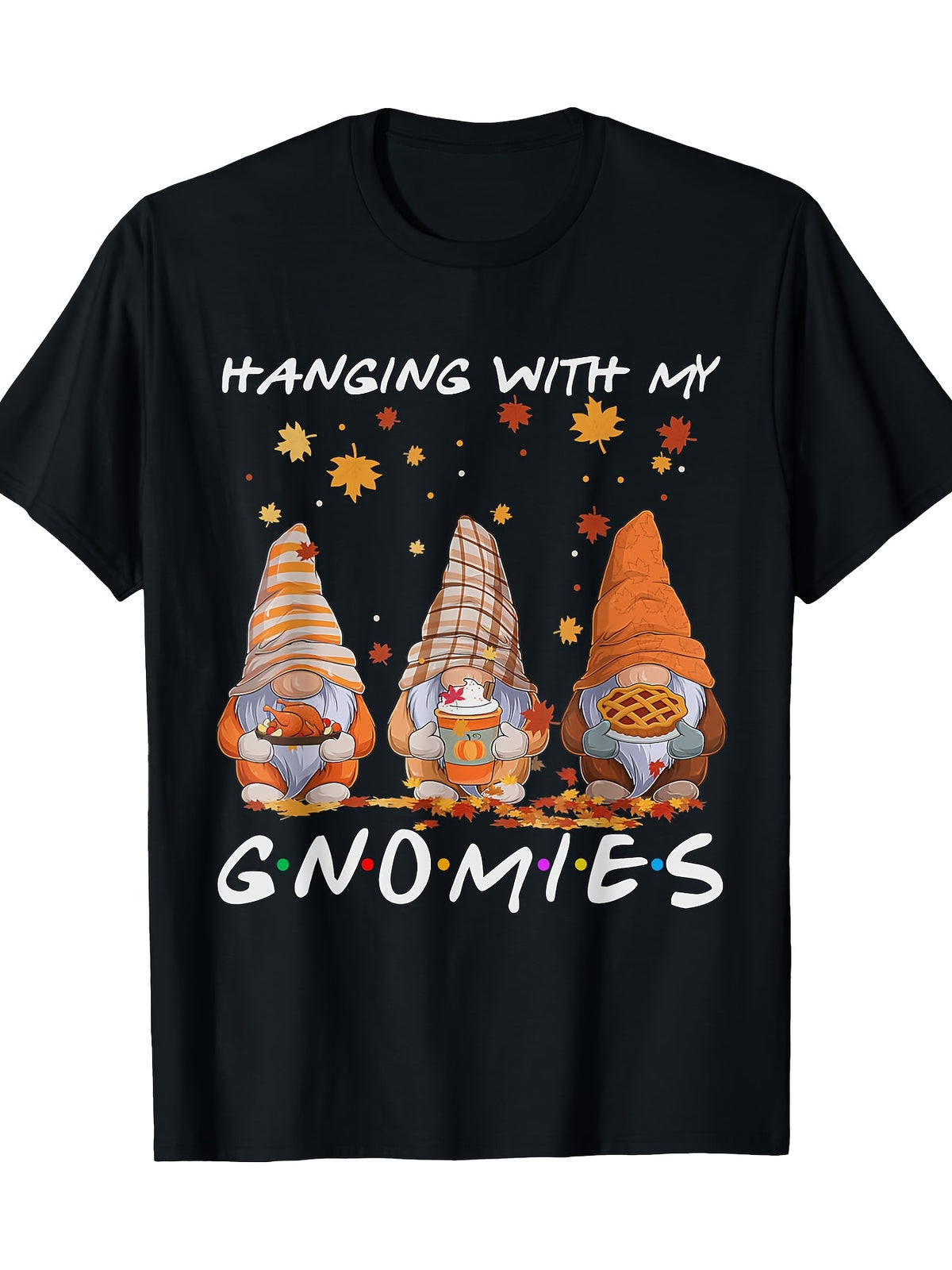 Hanging With Gnomies Gnome Witch Pumpkin Halloween Costume T-Shirt100% Cotton -220gT-Shirt