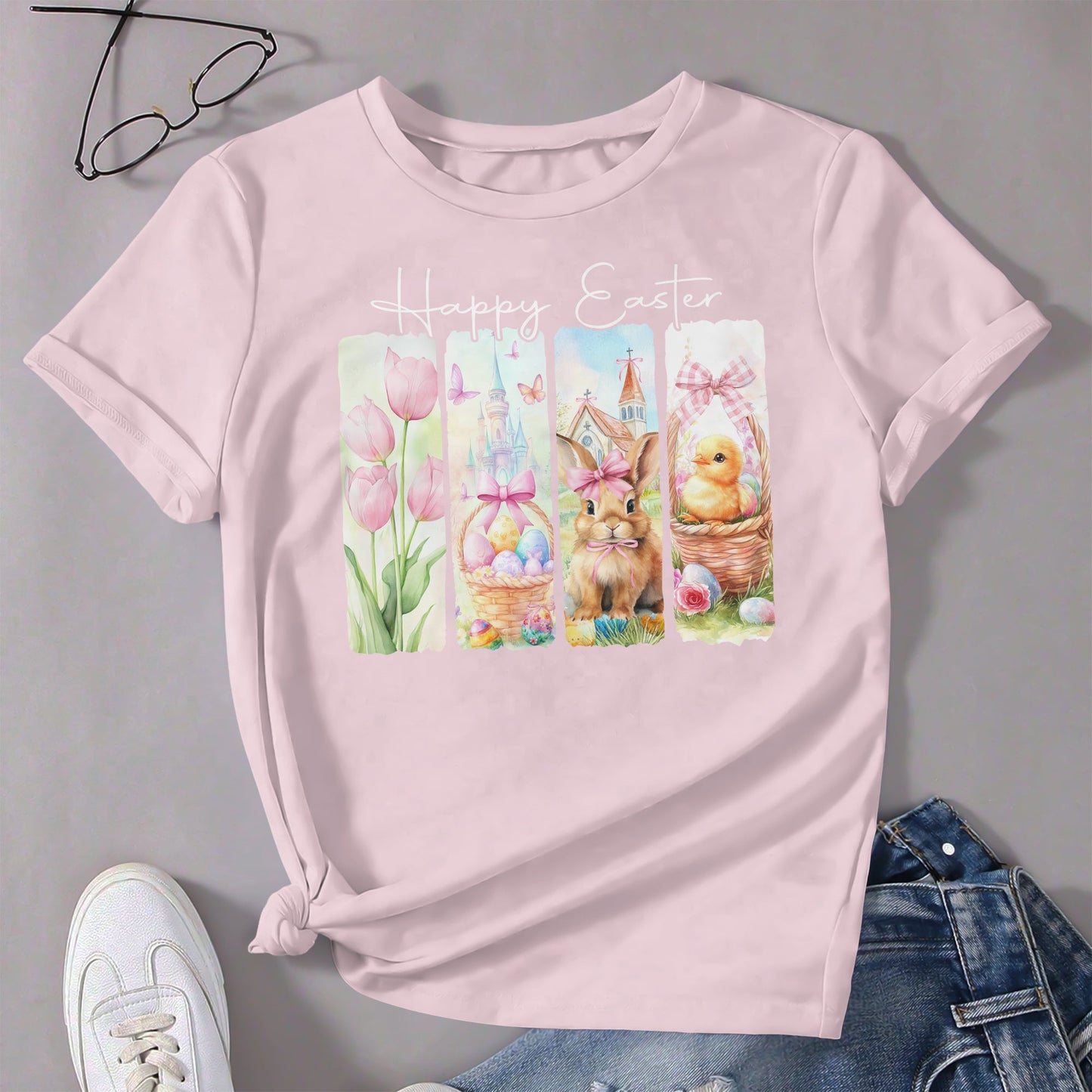 Happy Easter White Bunny T-Shirt LM32 893115