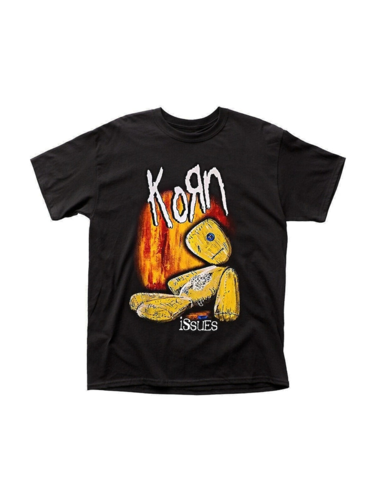 [Cotton Crew Neck Casual Top] 1pc KORN ISSUES Band Graphic T-Shirt, 100% Cotton Crew Neck Short Sleeve Unisex Top, Casual Knit Fabric with Slight Stretch, Geometric Applique Design for Outdoor Activities, Sports & Leisure - 180g/m2