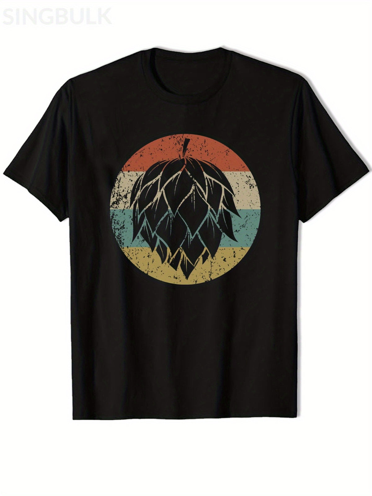 Men's Cotton Beer Print Graphic T-Shirt - Relaxed Fit Casual Crew Neck Short Sleeve Tee with Vibrant Retro-Inspired Design, Machine Washable for Outdoor & Back to School, Beer Shirt, Everyday Comfort, Retro Style Tee, Moderate Elasticity