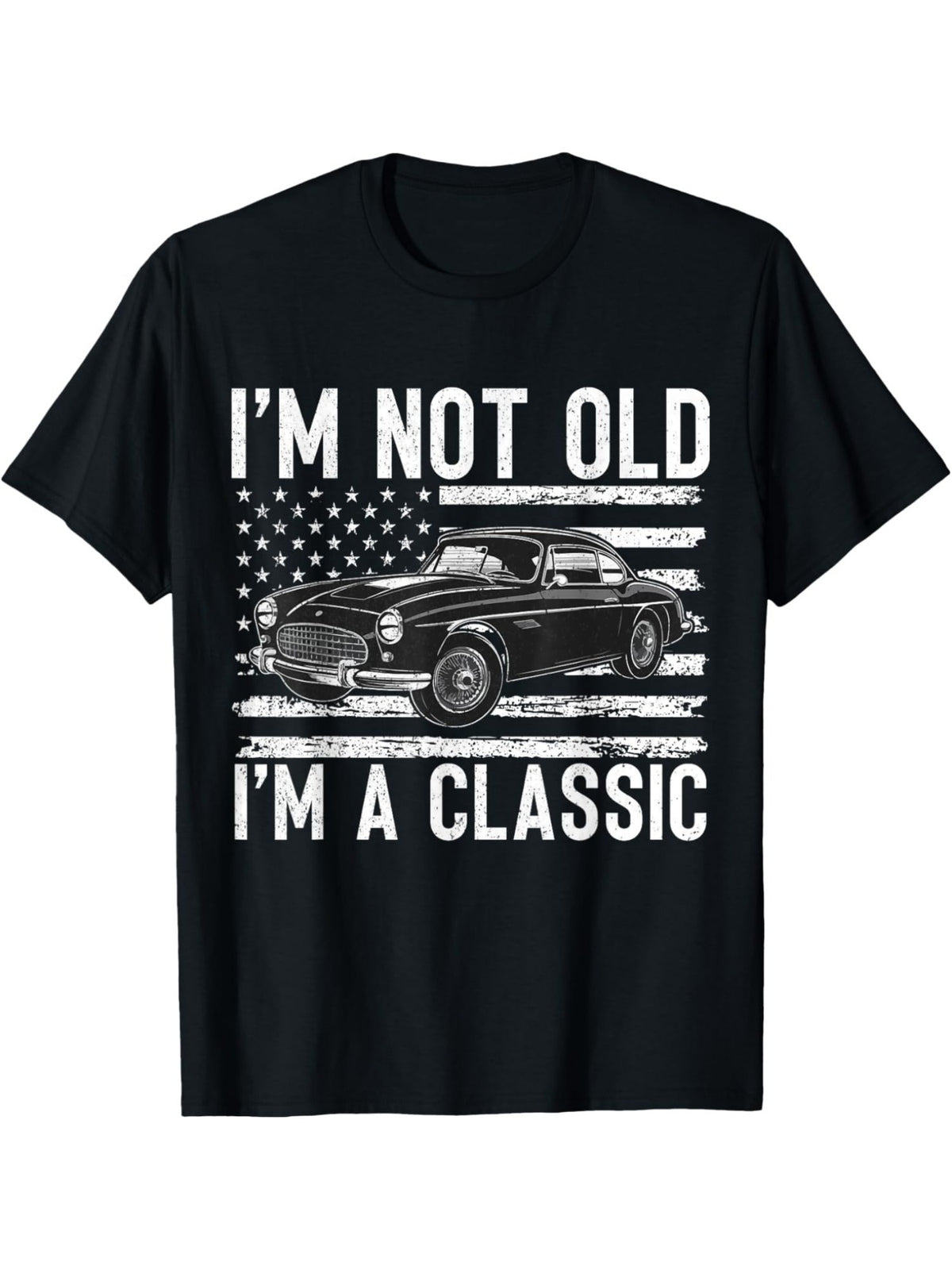 "I'm Not Old, I'm A Classic" Funny Car Graphic T-Shirt - Men's Retro Birthday Gift, Casual Comfortable Short-Sleeved Cotton Top for Everyday Summer Activities, Printed, Trendy, Leisure Style, Conventional Version, Summer