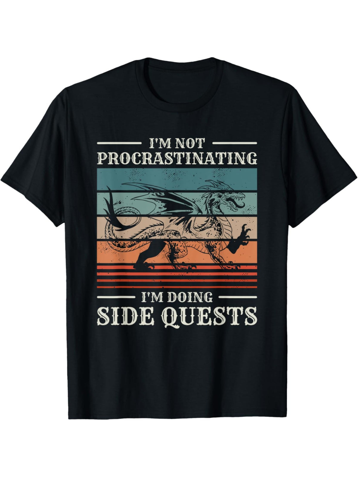Men's Retro 'I'm Not Procrastinating, I'm Doing Side Quests' Printed T-Shirt - 100% Cotton, Comfortable Short-Sleeved Top for Daily Wear and Birthday Gift, Leisure Style, Conventional Version, Summer