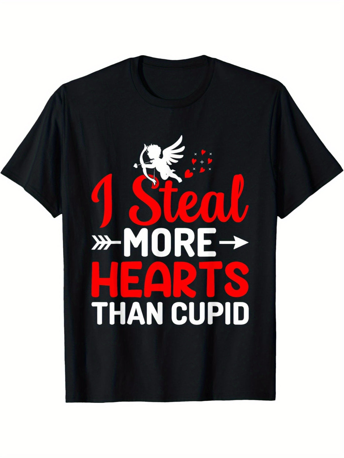 Cupid's Rival: Men's 'I Steal More Hearts Than Cupid' Funny Valentine's Day T-Shirt - Soft Cotton, Casual & Comfortable Summer Tee for Casual Attire