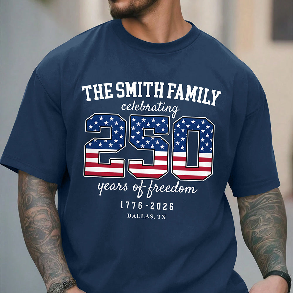 Custom Family Name Celebrating 250 Years Of Freedom 1776-2026 Comfort Shirt TH10 170241
