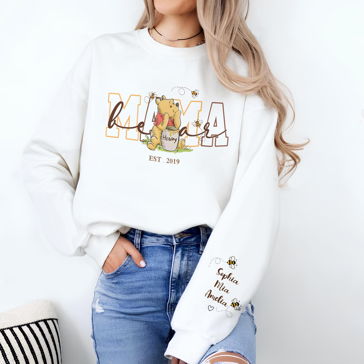 Custom Mama Bear Mom with Kids Names Sleeve Sweatshirt Cozy Gift for Mother¡¯s Day HO82 902160