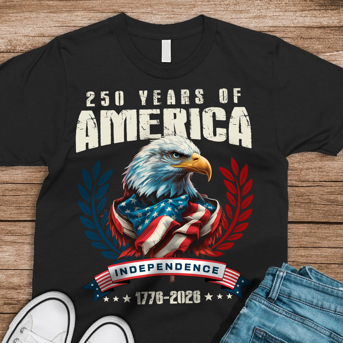 250 Years of America Eagle Independence Day Patriotic Dark Shirt LM32 895255
