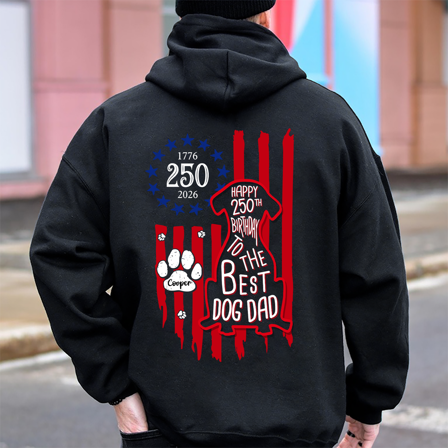 Custom Name Happy 250th Birthday To Best Dog Dad Dog Mom America Flag Back Dog Shirt CH07 911890
