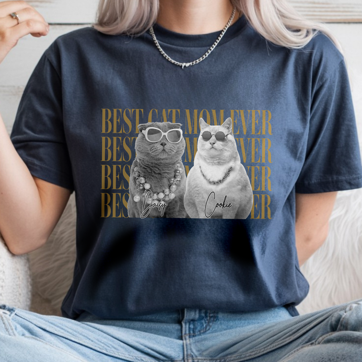 Personalized Vintage Photo Best Cat Dad Ever, Best Cat Mom Ever Comfort Shirt HA75 921488