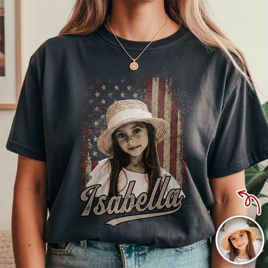 Custom Photo Kids Patriotic Vintage American Flag Comfort Shirt TH10 170245