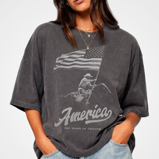 250 Years Of Freedom America Patriotic Cowboy Independence Comfort Shirt LM32 669213