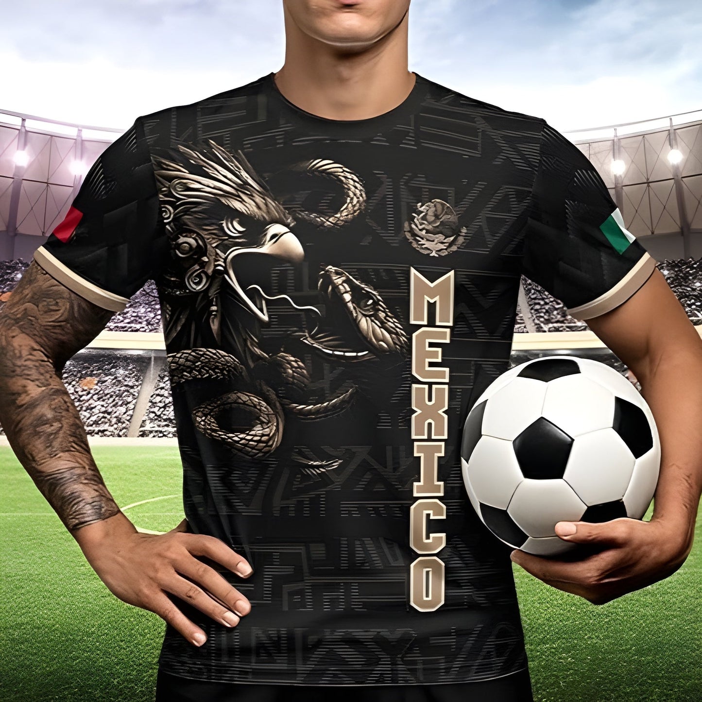 Mexico Soccer Jersey, Mexico Flag Aztec Eagle Jersey Tshirt Sport Lovers LM32 669443