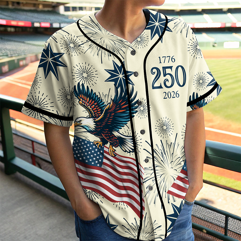 Personalized USA 250 Anniversary Eagle 1776-2026 Jersey Shirt TH10 170185