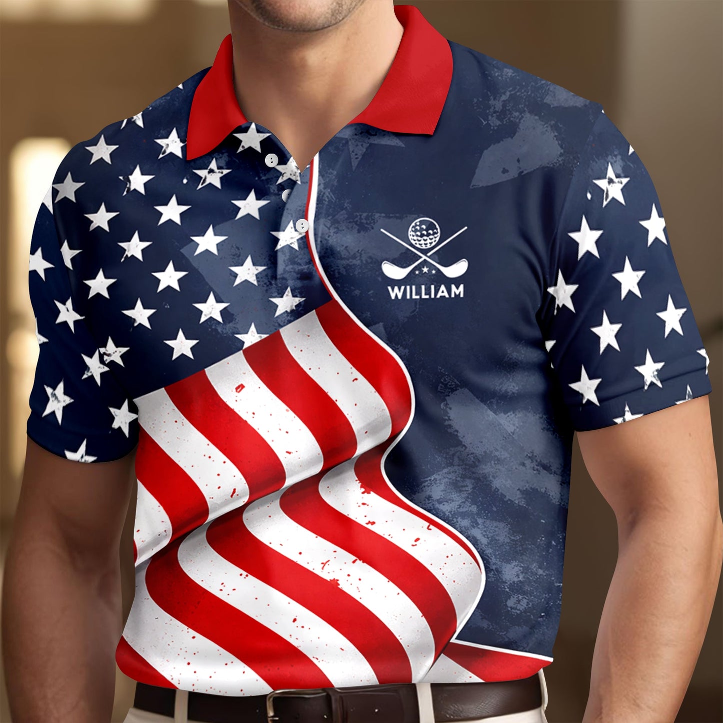 Custom Name America Flag Eagle Polo Shirt - 250th Anniversary Patriotic Gift for Golfers TH10 169565
