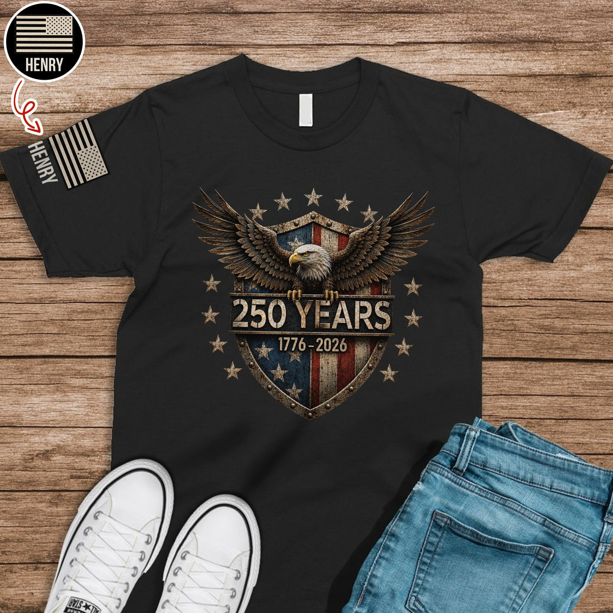 USA 250th Anniversary Eagle 250 Years 1776-2026 Short Sleeve Print Shirt LM32 669351