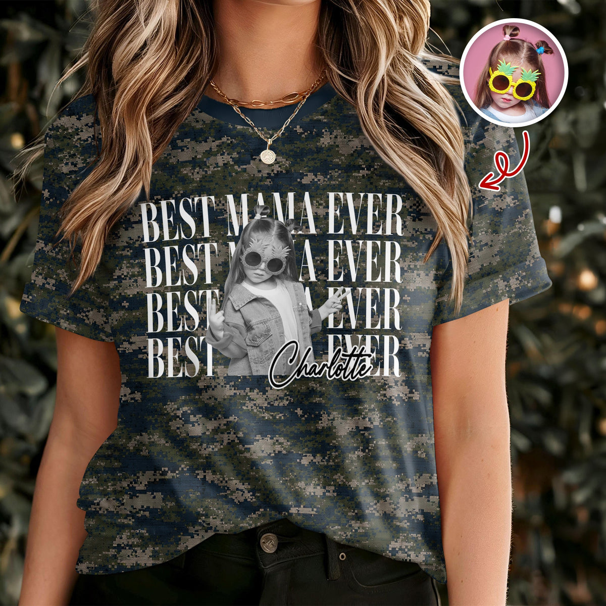 Personalized Photo Best Dad Mom Ever Camo Pattern, Family 3D Shirt Gift For Husband, Dad, Grandpa HA75 921472