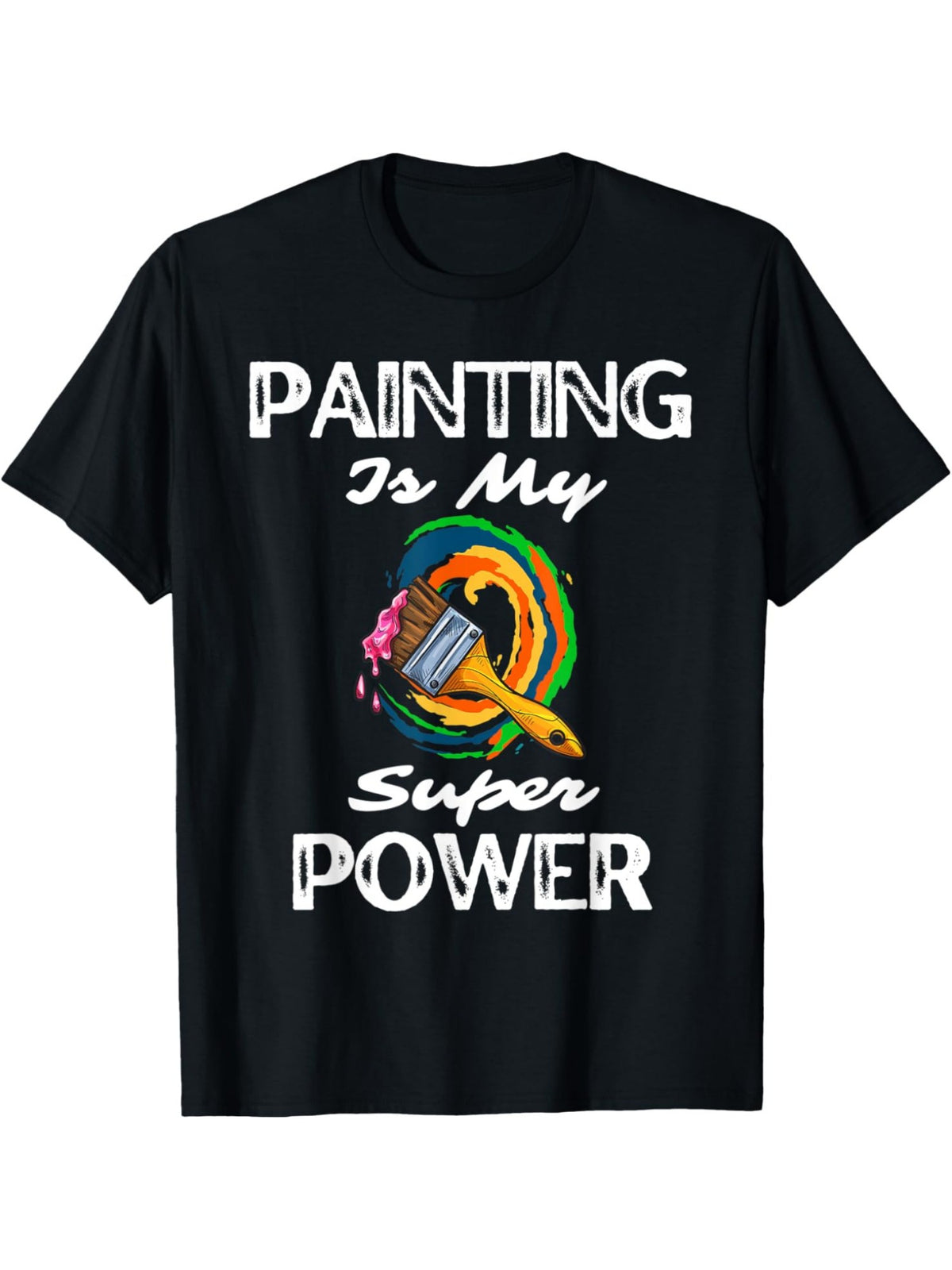 Funny Painters Painting Is My Superpower Power Retro Trendy Printed T-shirt, Men's Casual and Comfortable T-shirt Summer, Men's Short-sleeved Top for Everyday Activities Birthday Gift Valentine's Day Gift to Men