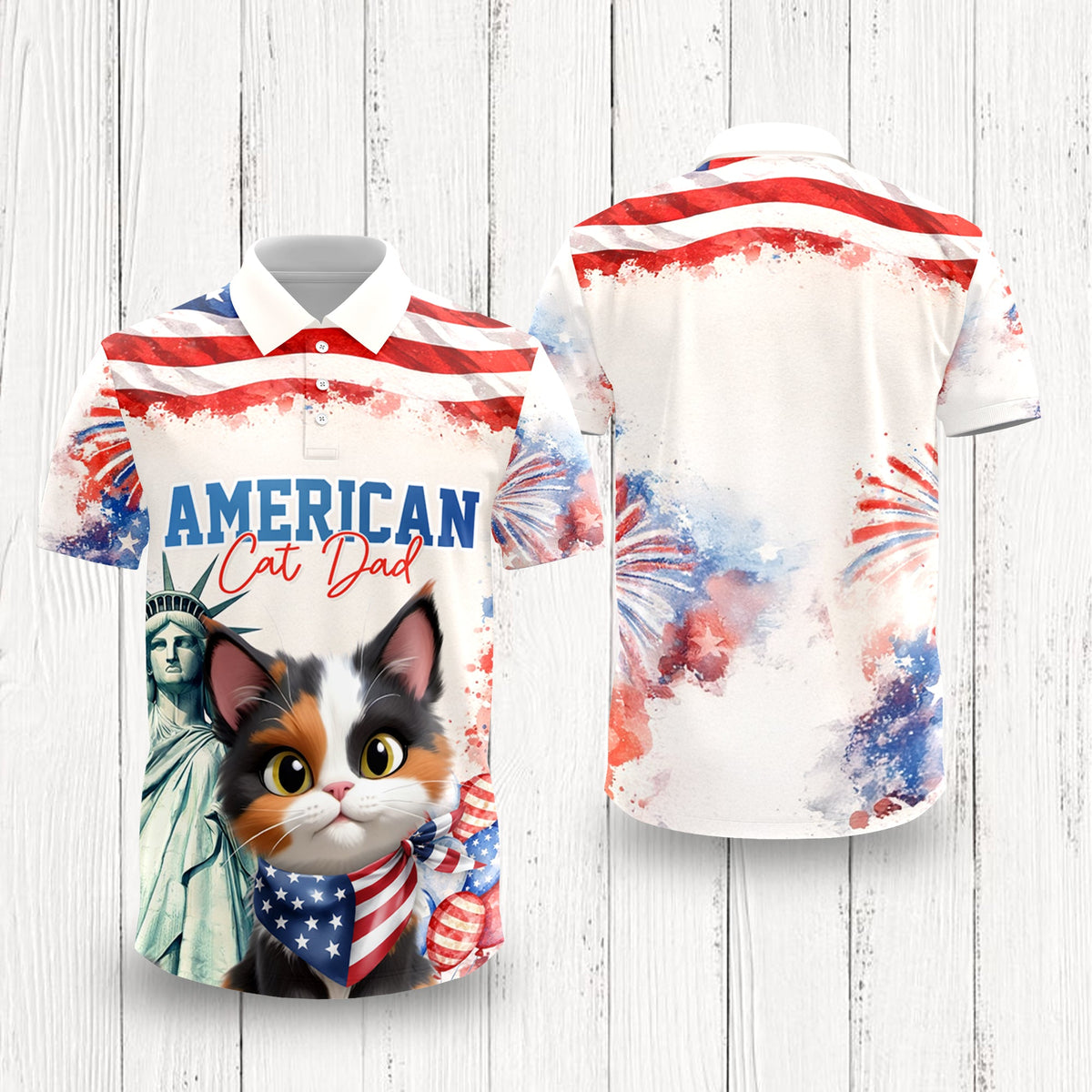 Personalized America Cat Dad, Dog Dad Polo Shirt LM32 899117