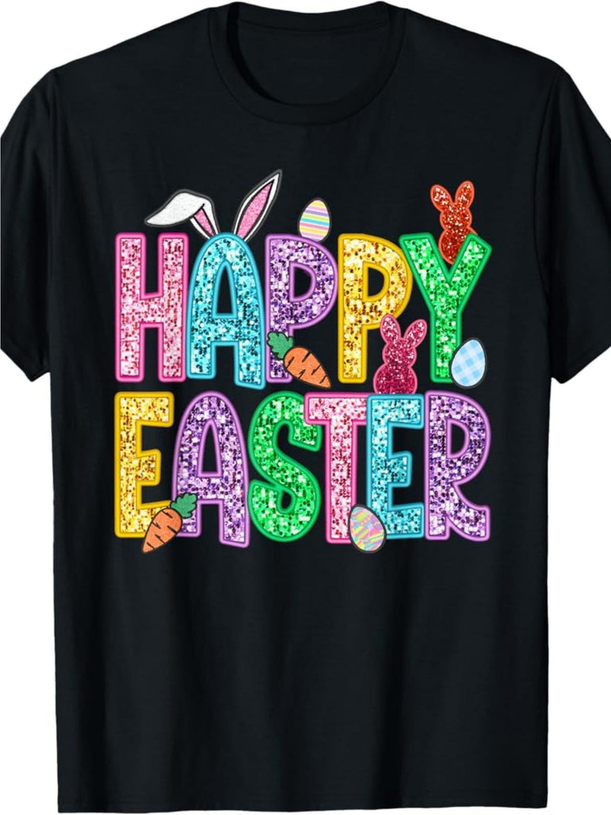 Happy Easter Vintage Fashion Cotton Hot Print T-shirt, Men'S Summer Casual and Comfortable Crew-neck T-shirt, Perfect for Summer Outdoor Activities The Perfect Gift - 180g