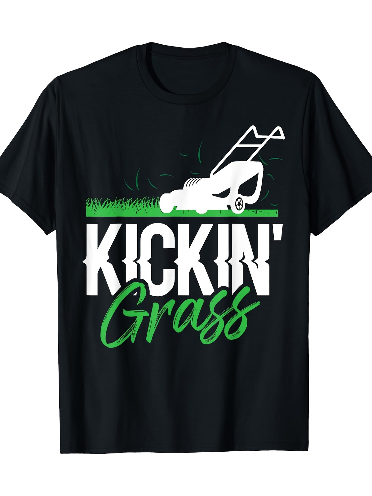 Kickin Grass - Funny Push Lawn Mower Gift For Dads T-shirt 100% 180g
