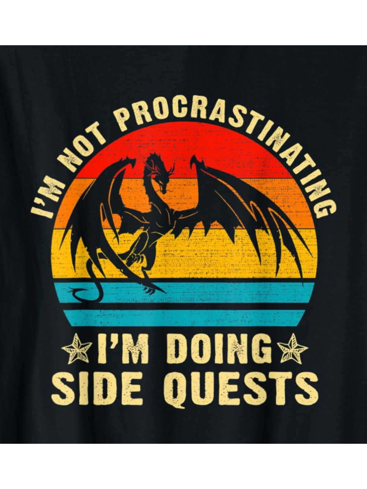 Men's 'I'm Not Procrastinating I'm Doing Side Quests' Gamer T-Shirt - Retro Trendy Print, 100% Cotton, Comfortable Short-Sleeved Top for Daily Wear, Summer Birthday Gift, Casual, Everyday Activities