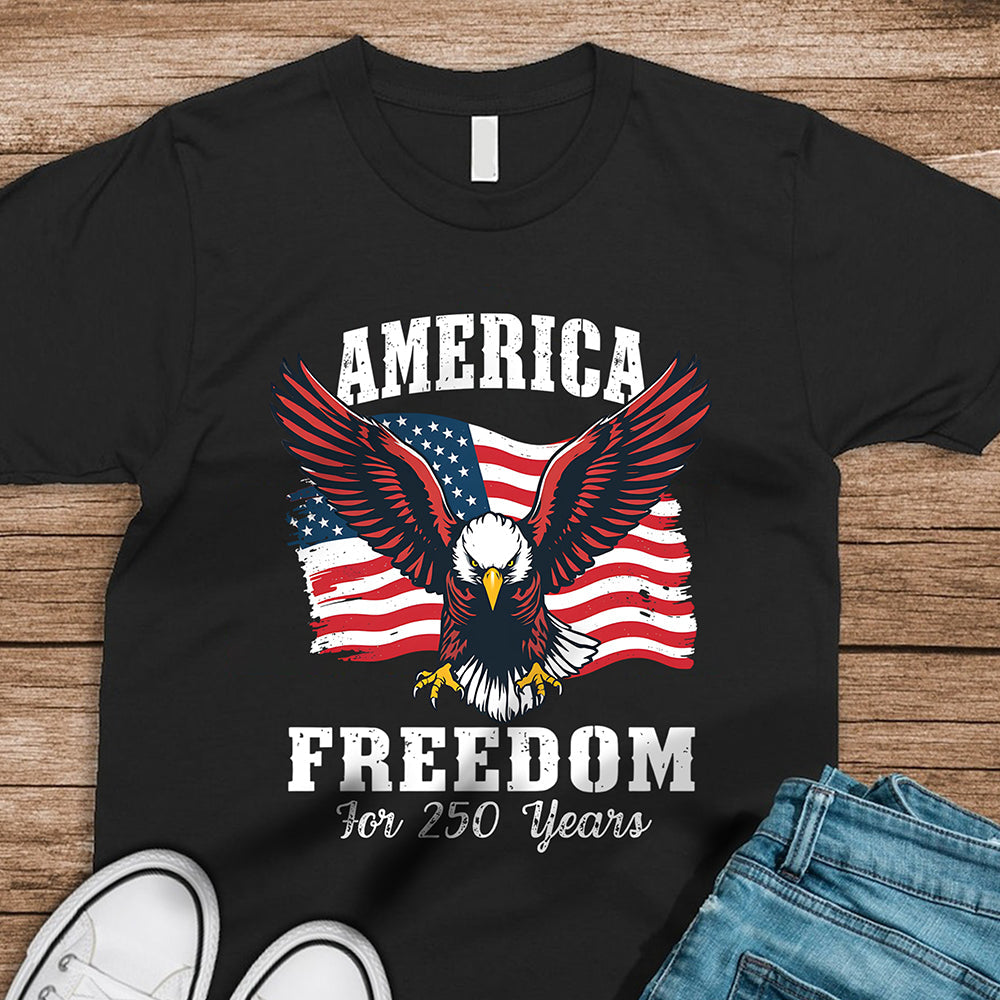 250 Years of Freedom America Patriotic Eagle Flag Dark Shirt HA75 897136