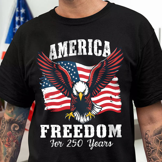 250 Years of Freedom America Patriotic Eagle Flag Dark Shirt HA75 897136