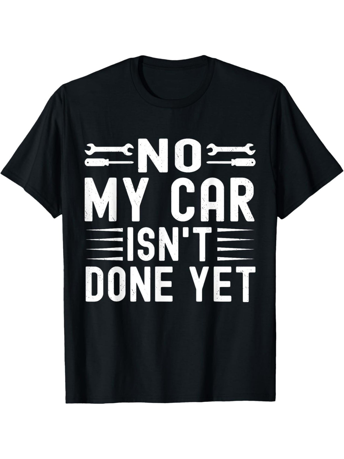 No My Car Isn't Done Yet" Men's T-Shirt - Soft Cotton, Casual & Comfortable Summer Tee with Retro Print, Perfect for Casual Attire & Birthday Gifts, Short-sleeved Top, Trendy Printed