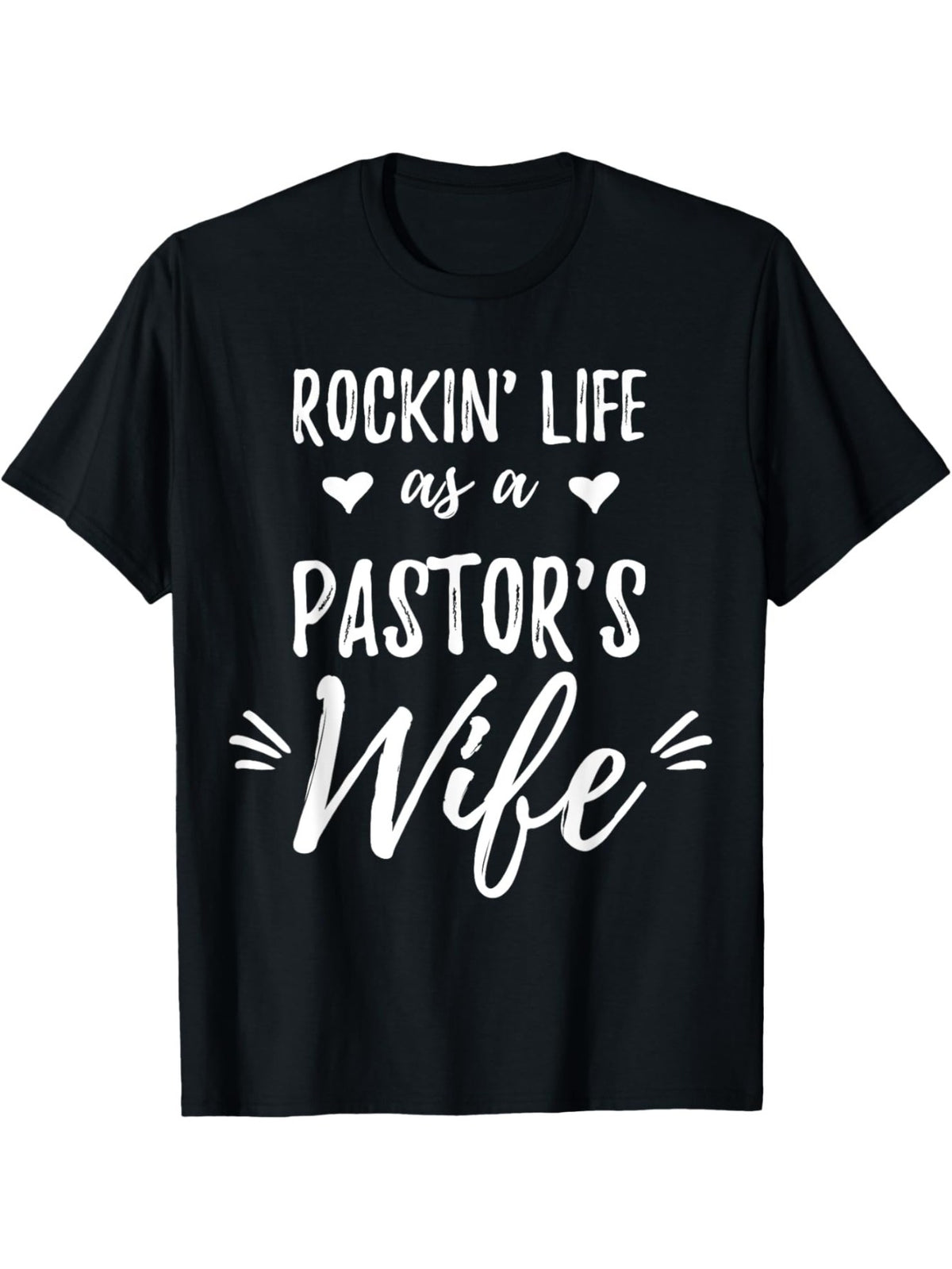 1pc EWH Rockin' Life as a Pastor'S Wife T-Shirt - 100% Cotton Crew Neck Casual Tee with Slight Stretch, Knit Fabric, All-Season Loose Fit, Patterned Print for Adults