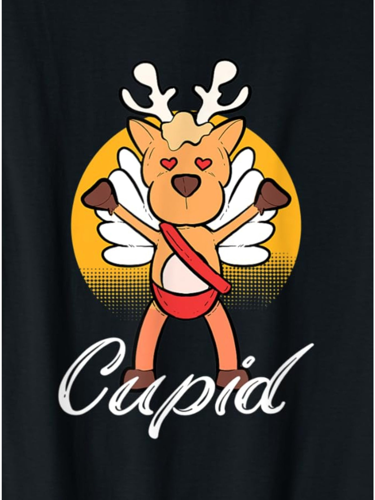 Cupid Reindeer Funny Saying Retro Trendy Printed T-shirt, Men'S Casual and Comfortable T-shirt Summer, Men'S Short-sleeved Top for Everyday Activities Birthday Gift To Men