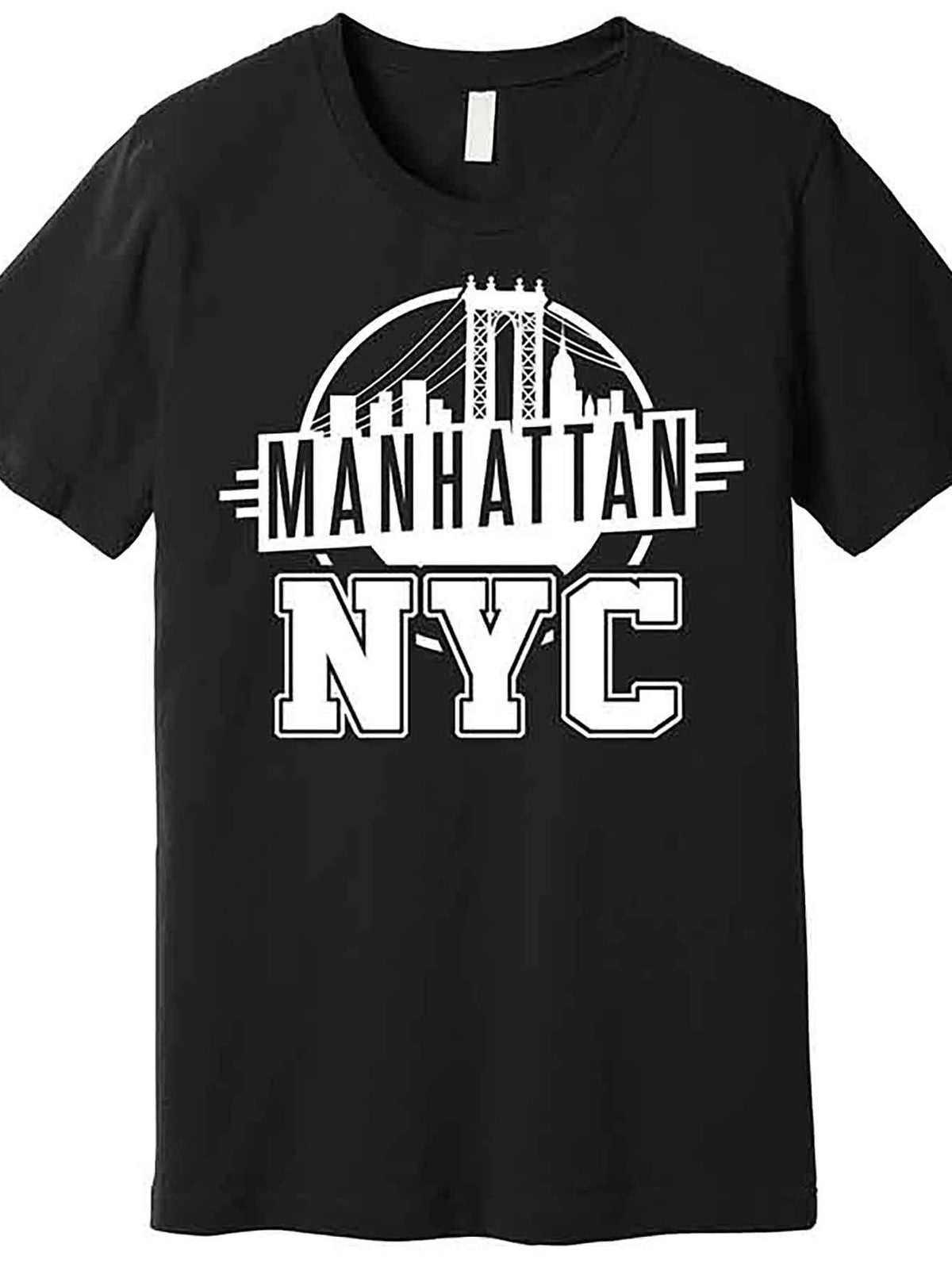 Manhattan NYC Graphic T-Shirt for Men – Black Cotton Short Sleeve Tee with Iconic City Skyline Design, Casual Round Neck, Machine Washable