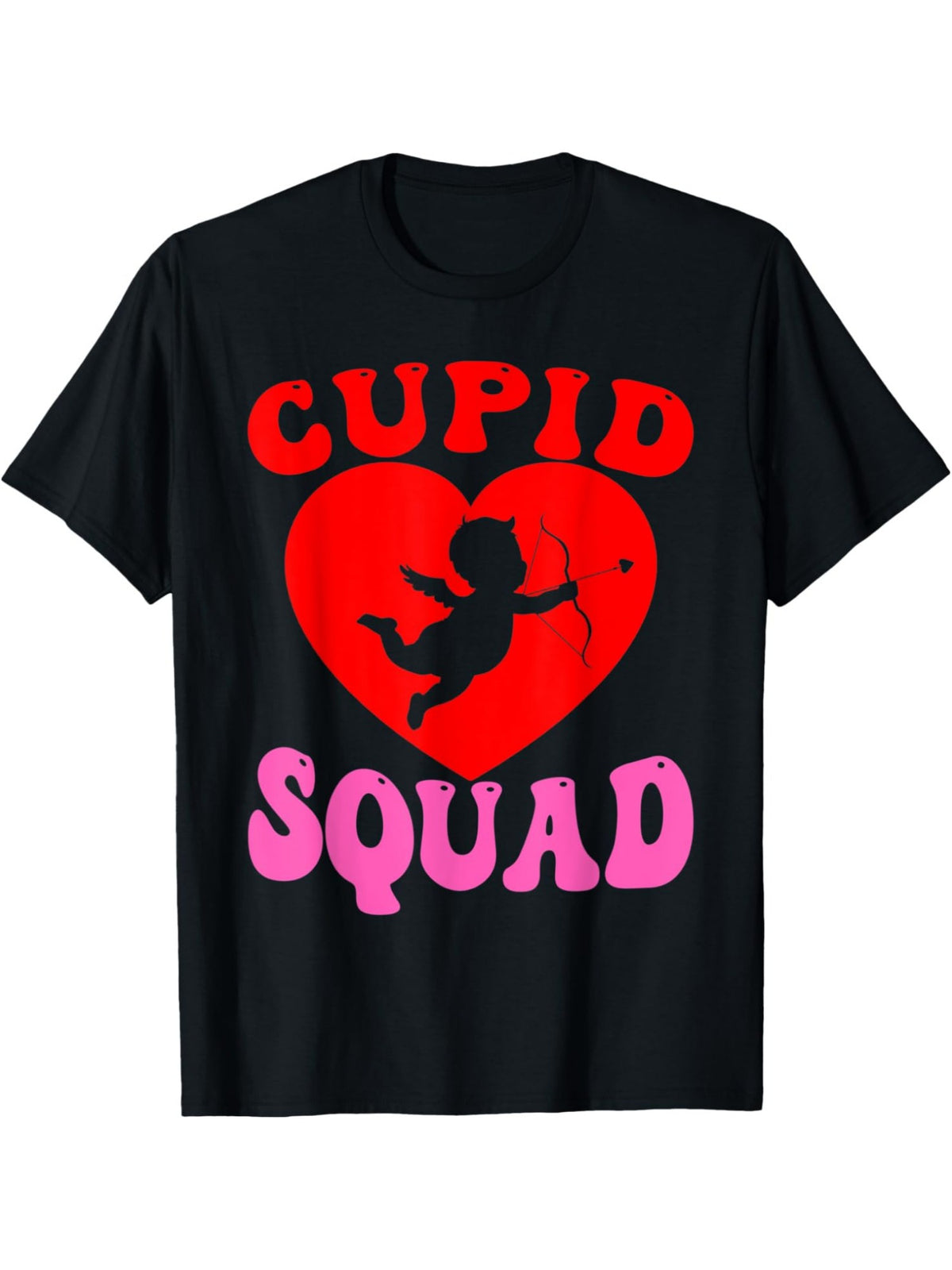 Cupid Squad Hearts Funny Valentine'S Day Quotes Retro Trendy Printed T-shirt, Men'S Casual and Comfortable T-shirt Summer, Men'S Short-sleeved Top for Everyday Activities Birthday Gift Valentine'S Day Gift to Men