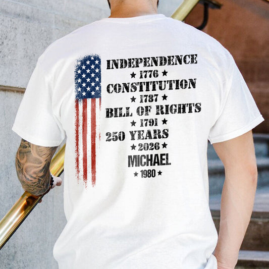 Personalized 250 Years Of America Back Shirt ¨C Independence 1776 Constitution 1787 Bill Of Rights Patriotic USA TH10 898929