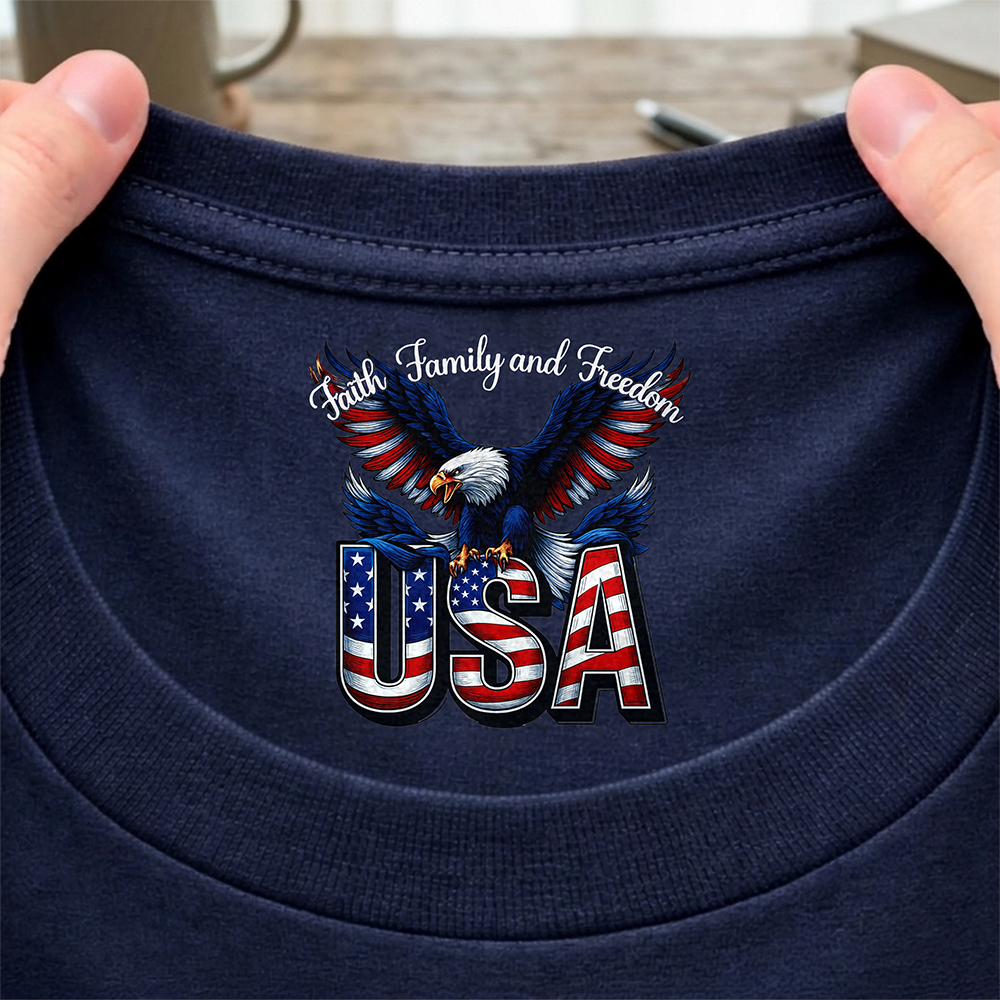 Faith, Family & Freedom 250th Anniversary of America Neck Print Shirt CH07 910908