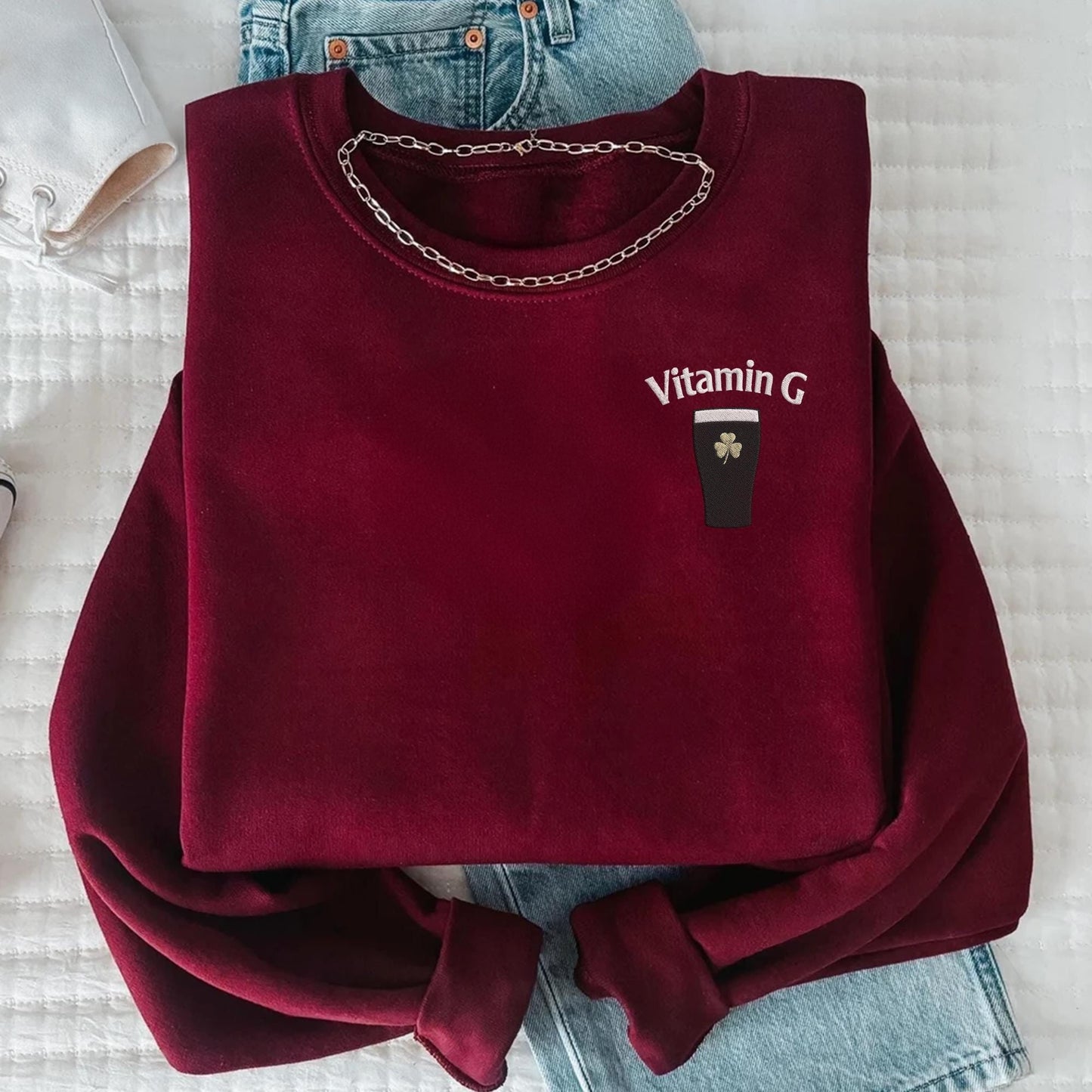 Vitamin G Guinness Embroidered Sweatshirt - Funny Irish Beer Tee HO82 901436