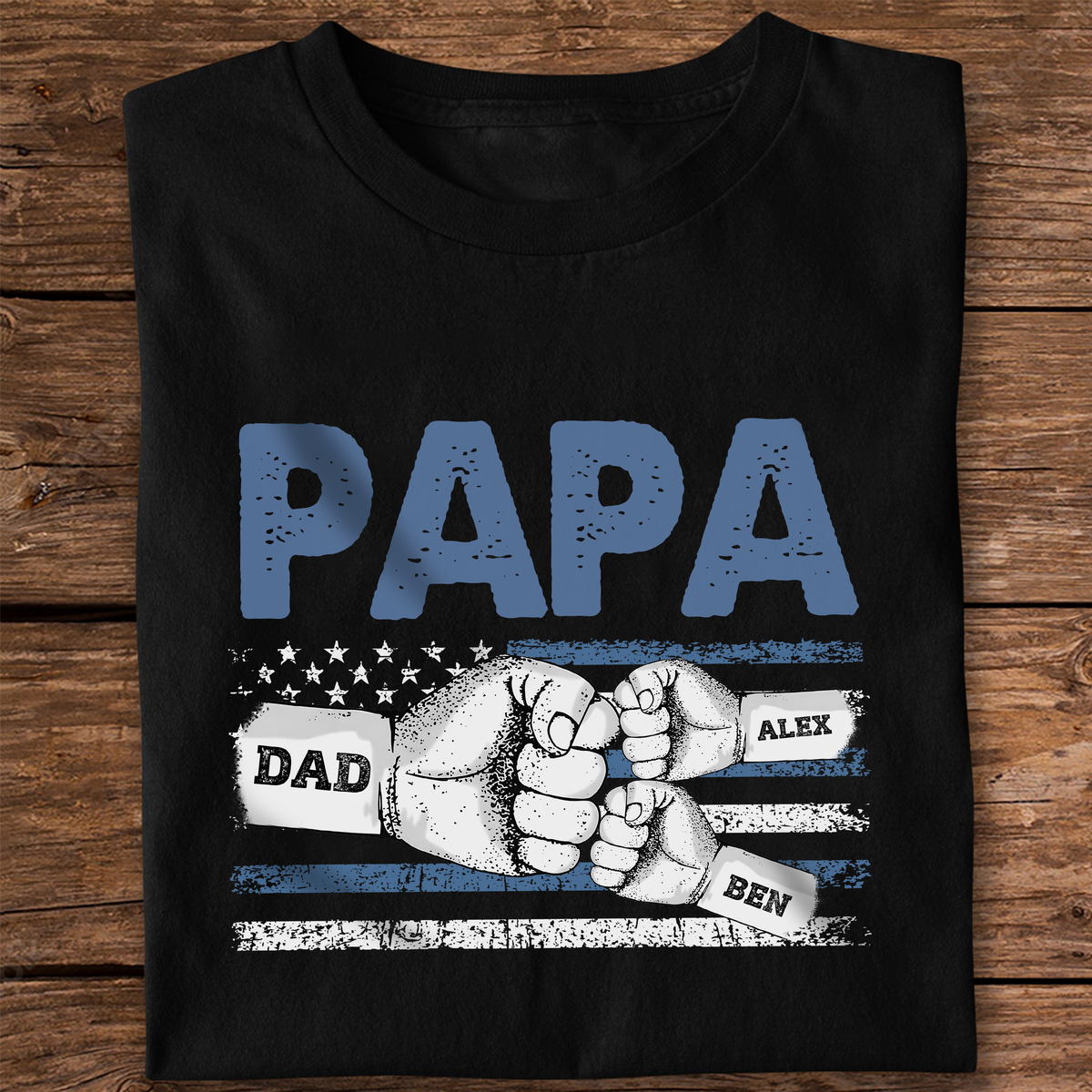 Custom Name Dad With Kids Hand-in-Hand Dark Shirt ¨C Personalized Father¡¯s Day Gift LM32 899613