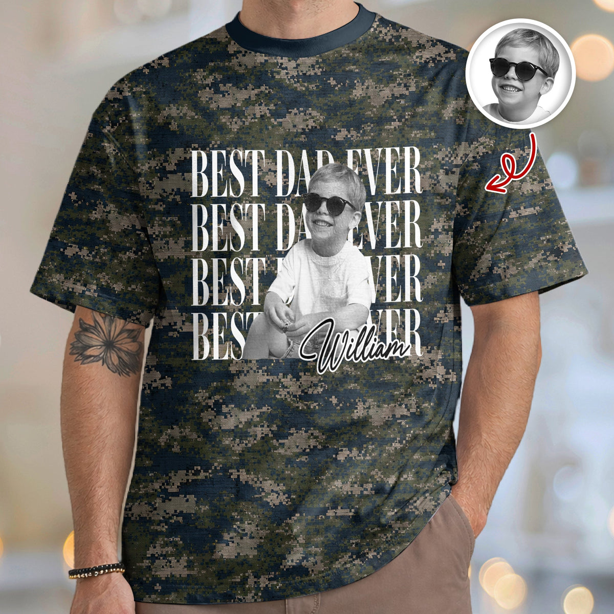 Personalized Photo Best Dad Mom Ever Camo Pattern, Family 3D Shirt Gift For Husband, Dad, Grandpa HA75 921472