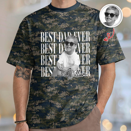 Personalized Photo Best Dad Mom Ever Camo Pattern, Family 3D Shirt Gift For Husband, Dad, Grandpa HA75 921472