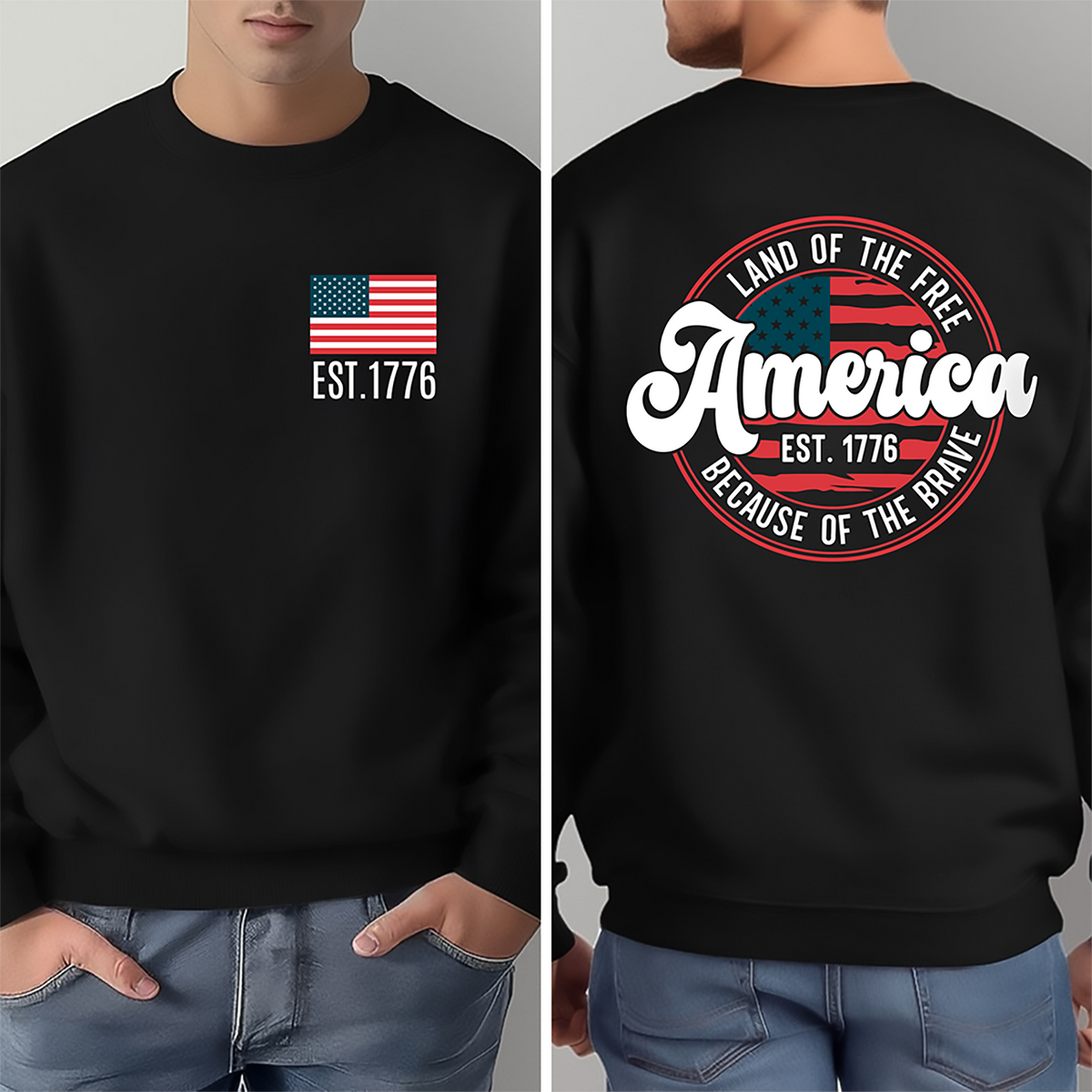 America Est. 1776 Land Of The Free Because Of The Brave Front & Back Dark Shirt LM32 669239