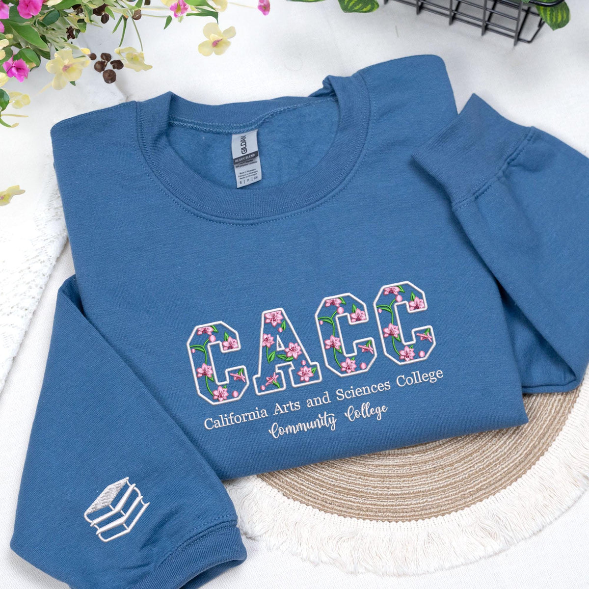 Custom Floral College Sleeve Embroidered Sweatshirt - Graduation or Alumni Gift LM32 899745