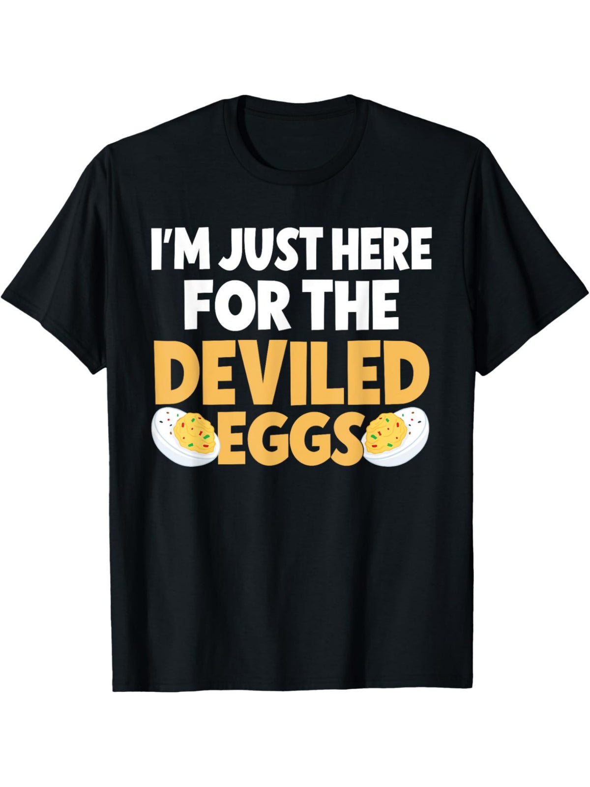 Men's "I'm Just Here for The Deviled Eggs" Vintage Cotton T-Shirt - Comfortable & Casual Crew-Neck, Ideal for Summer Outdoor Activities & Gifts, 100% Cotton, Machine Washable, Vintage Washed T Shirt