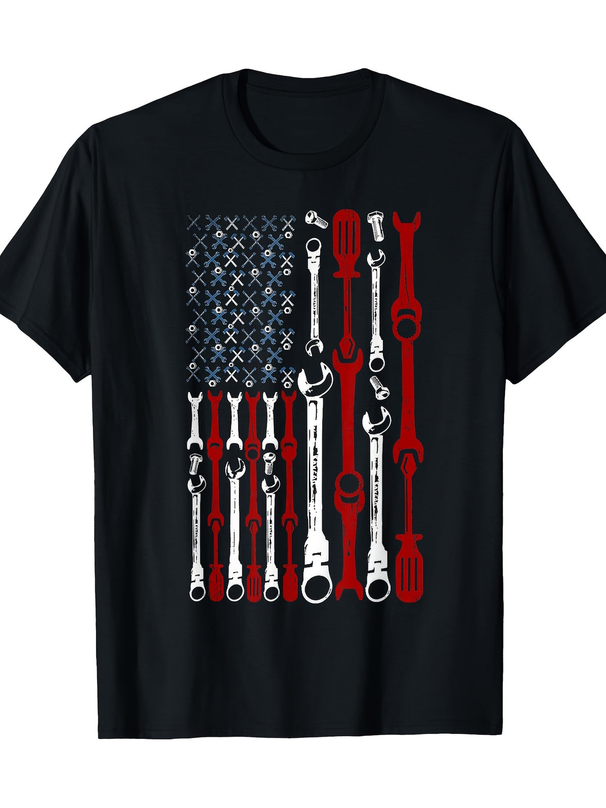 100% Cotton American Flag Mechanic Shirts Patriotic USA Flag T-Shirt - 220g