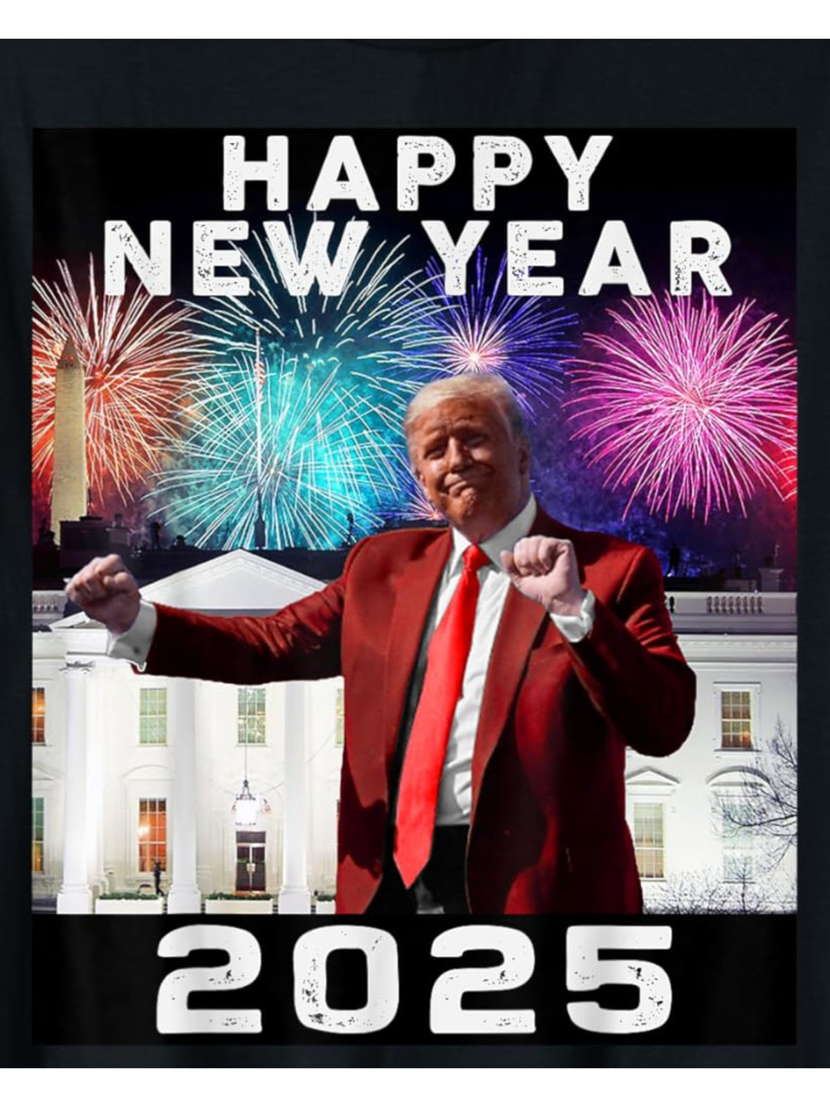 Happy New Year 2025 Funny Trump Retro Trendy Printed T-shirt, Men'S Casual and Comfortable T-shirt Summer, Men'S Short-sleeved Top for Everyday Activities Birthday Gift To Men