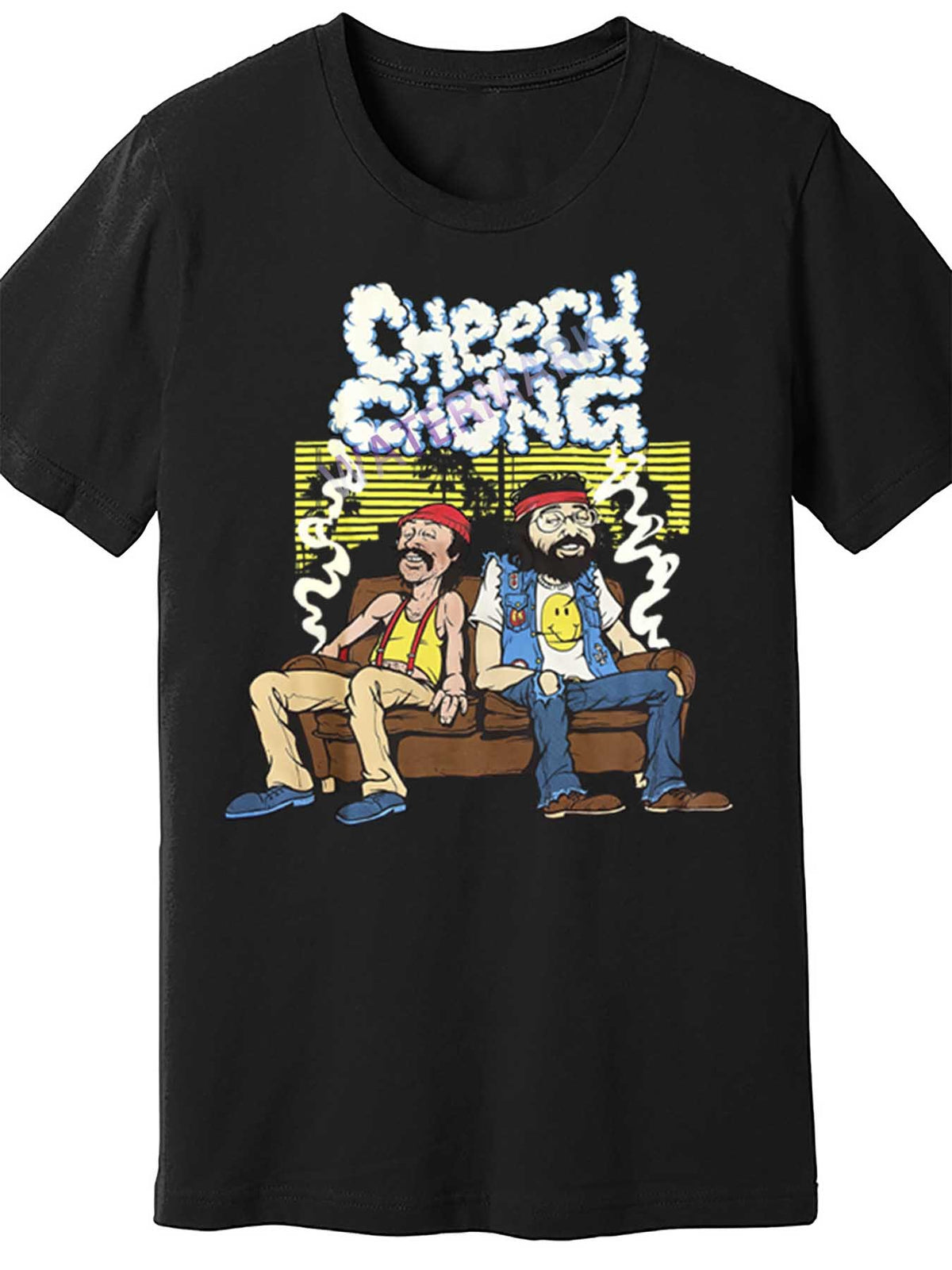 Cheech and Chong Stick Together Men's Black Cotton T-Shirt - Funny Graphic Design, Casual Short Sleeve, Machine Washable, 180g/㎡, All-Season Comfort Fit, Cute T Shirts