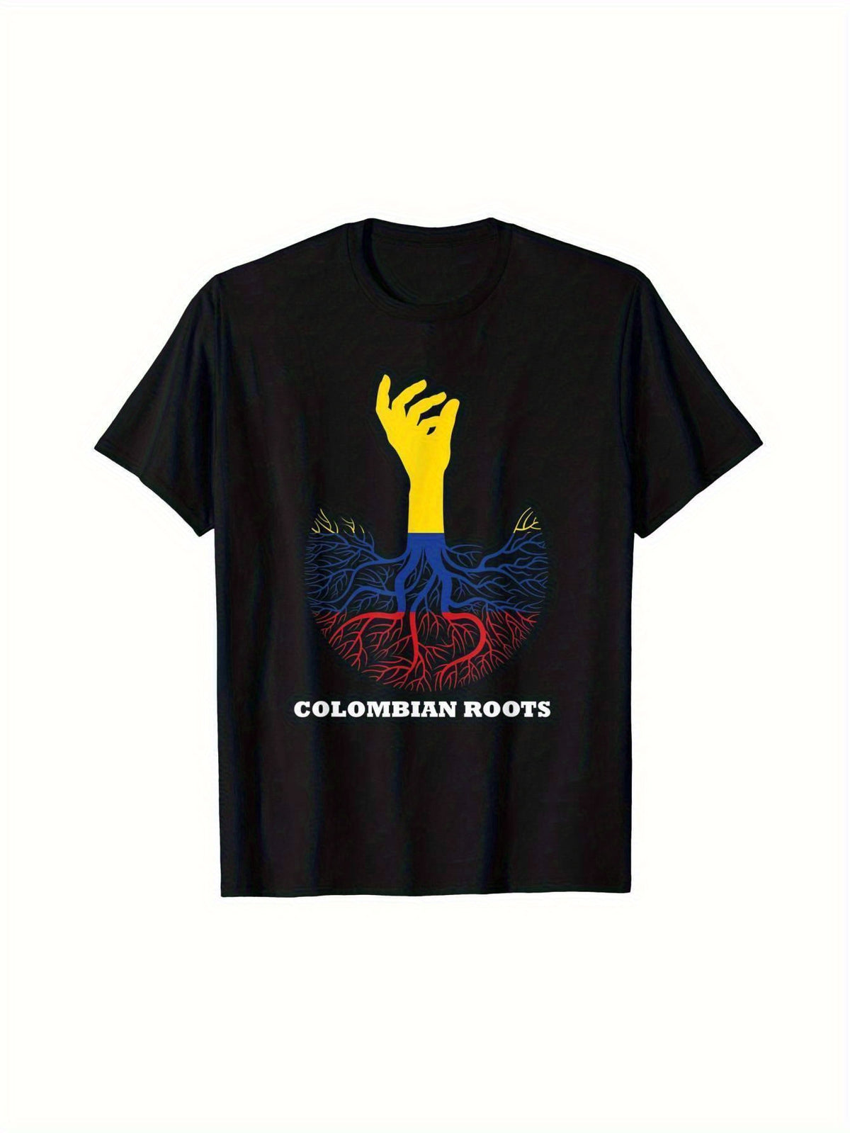 Men's Colombian Flag Graphic T-Shirt - 100% Cotton Relaxed Fit Short Sleeve Tee with Vibrant National Pride Design, Breathable Round Neck Casual Shirt for Summer Outdoor Activities & All-Season Wear