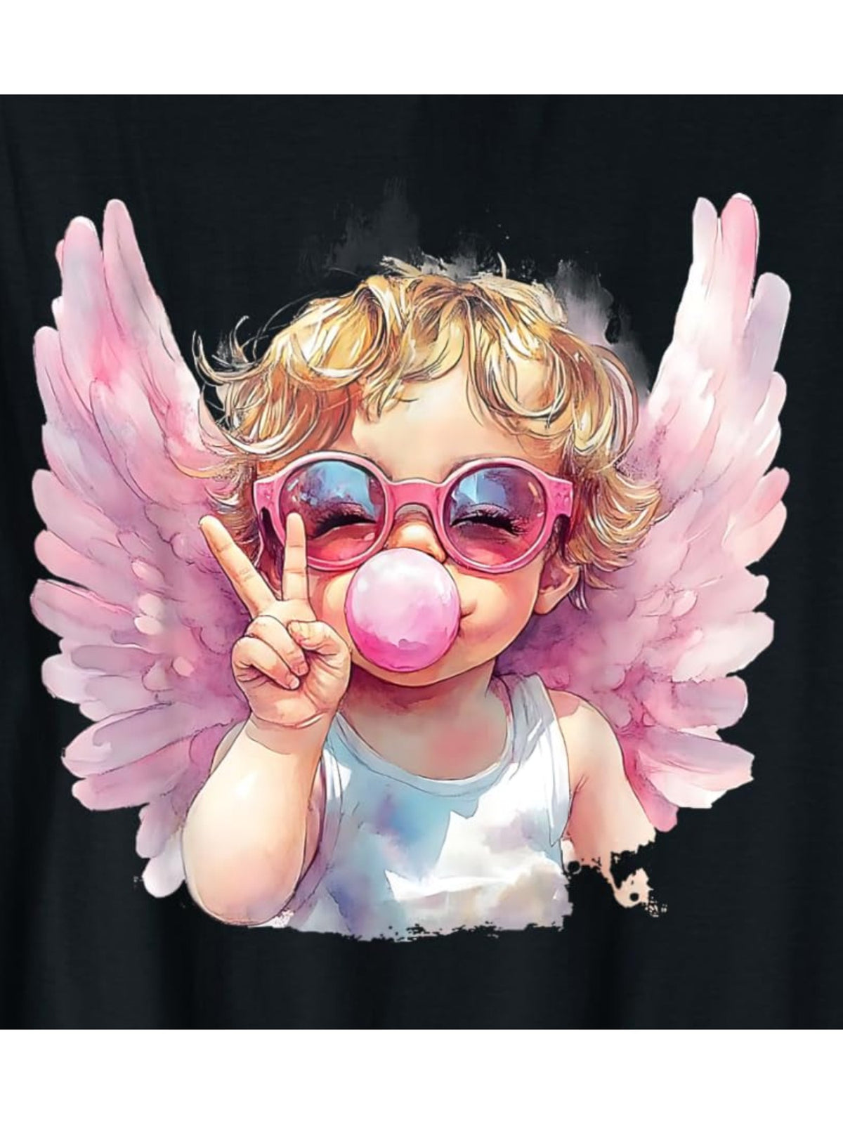 Cute Cupid Blowing Bubble Gum Fashion Glasses Funny Valentine's Day Quotes Retro Trendy Printed T-shirt, Men's Casual and Comfortable T-shirt Summer, Men's Short-sleeved Top for Everyday Activities Birthday Gift Valentine's Day Gift to Men