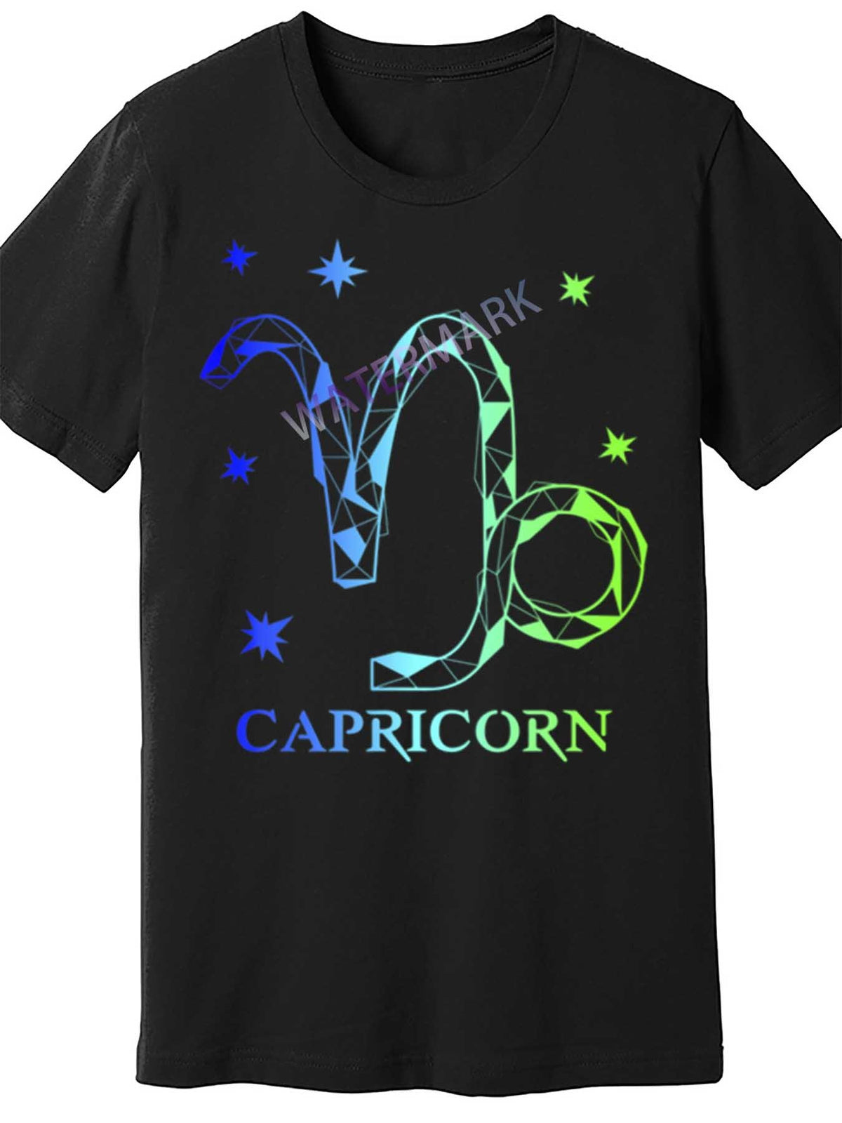Men's Black Capricorn Zodiac T-Shirt – Fun Astrology Design with Stars, Short Sleeve, Cotton, Casual Fit, Machine Washable