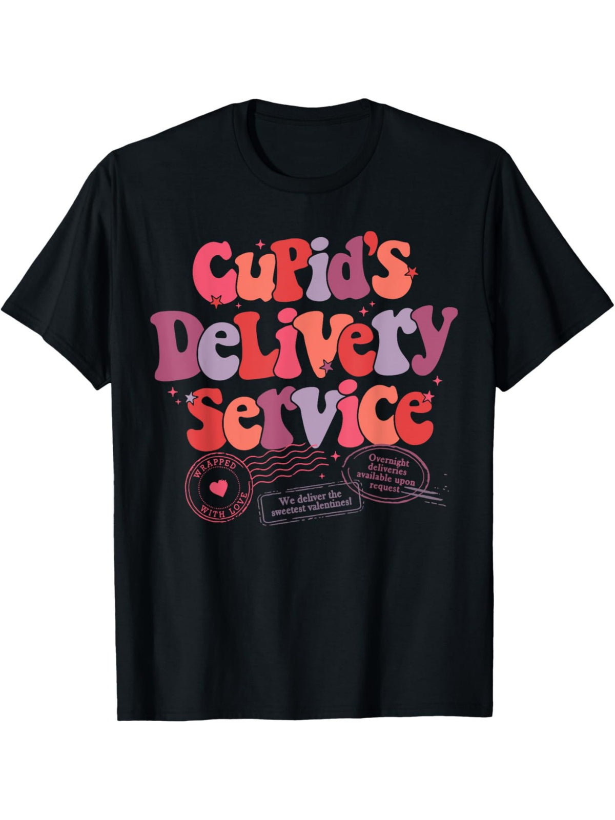 Cupid's Delivery Service Funny Saying Retro Trendy Printed T-shirt, Men's Casual and Comfortable T-shirt Summer, Men's Short-sleeved Top for Everyday Activities Birthday Gift to Men