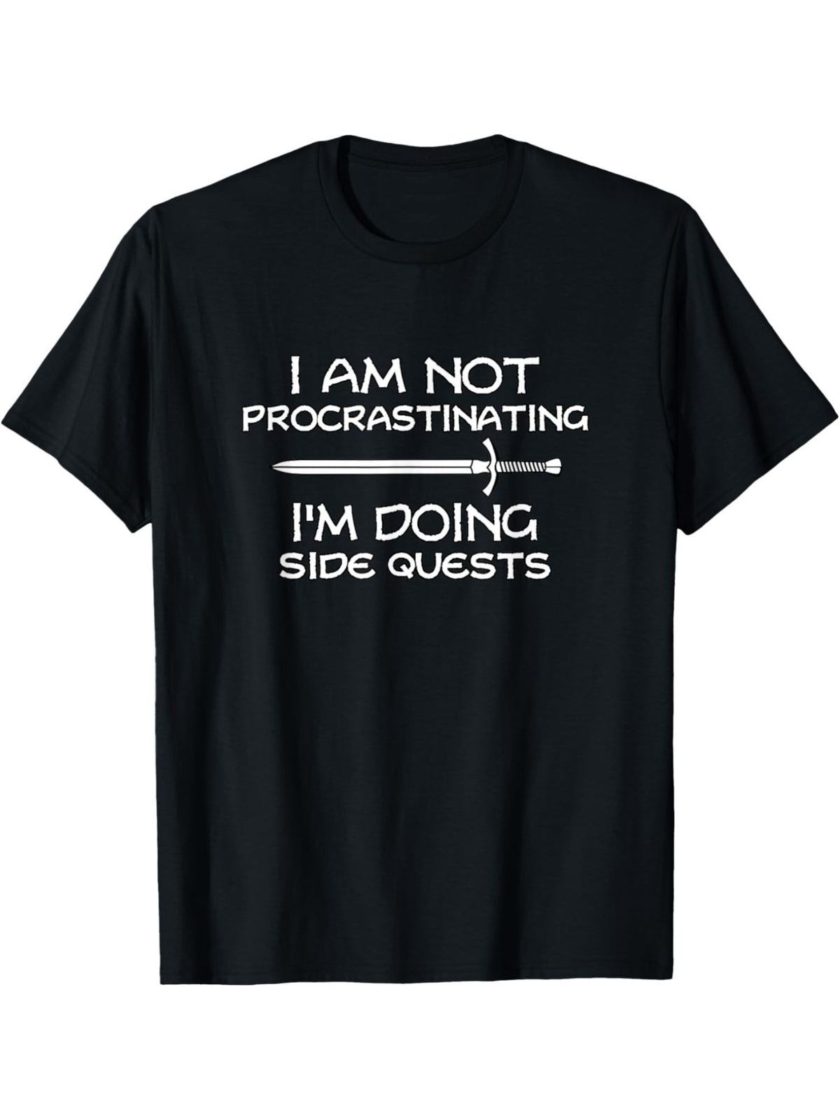 I'm Not Procrastinating I'm Doing Side Quests Retro Trendy Printed T-shirt, Men's Casual and Comfortable T-shirt Summer, Men's Short-sleeved Top for Everyday Activities Birthday Gift to Men
